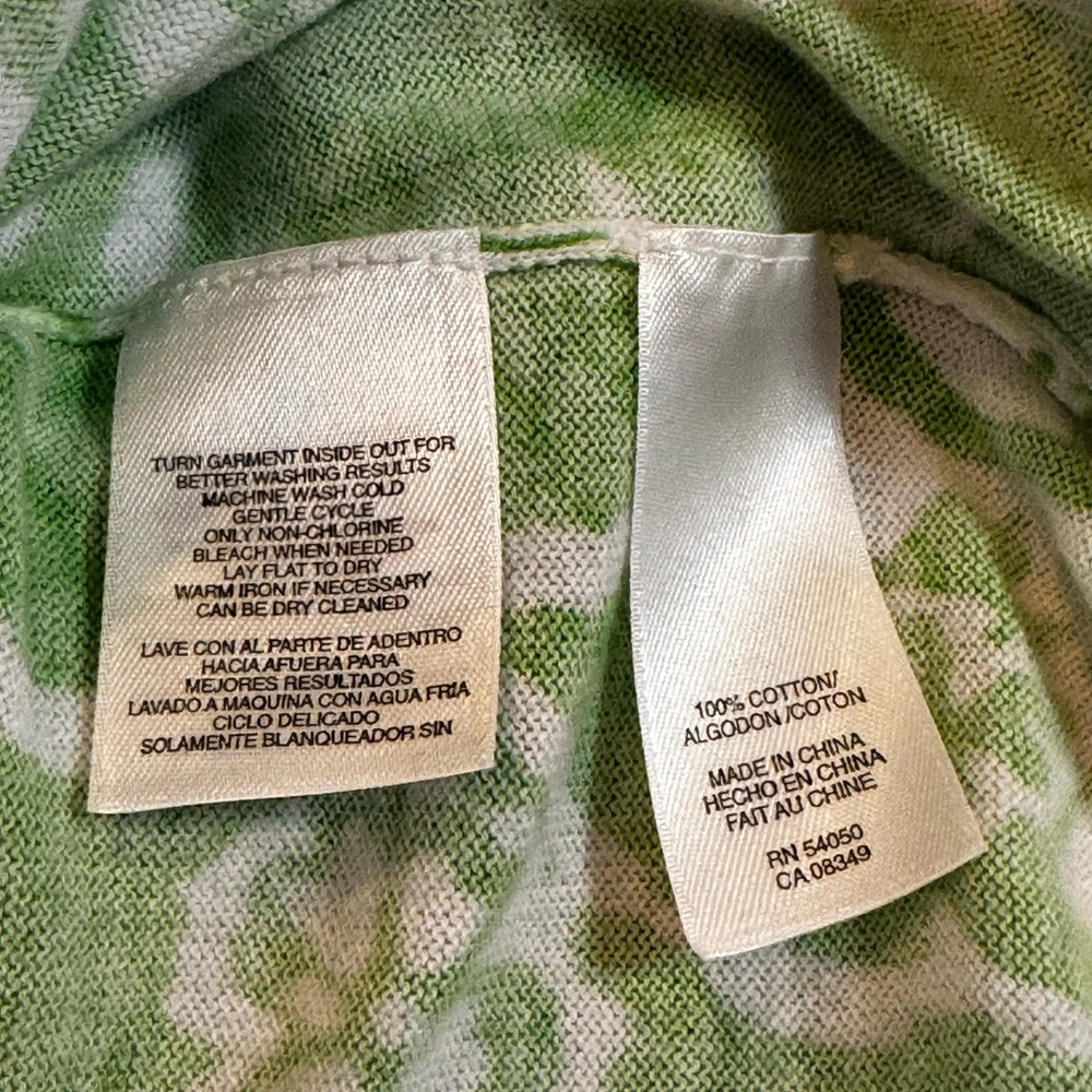 Jones New York Green and White Cotton Cardigan - Picture 4 of 7